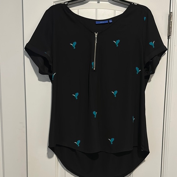 Apt. 9 Black and Teal Blouse with Short Sleeves - Picture 1 of 4